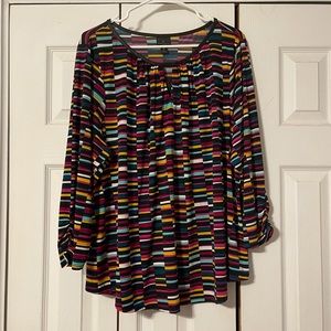 Worthington Woman 2X Multicolor 3/4 Length Sleeve Blouse